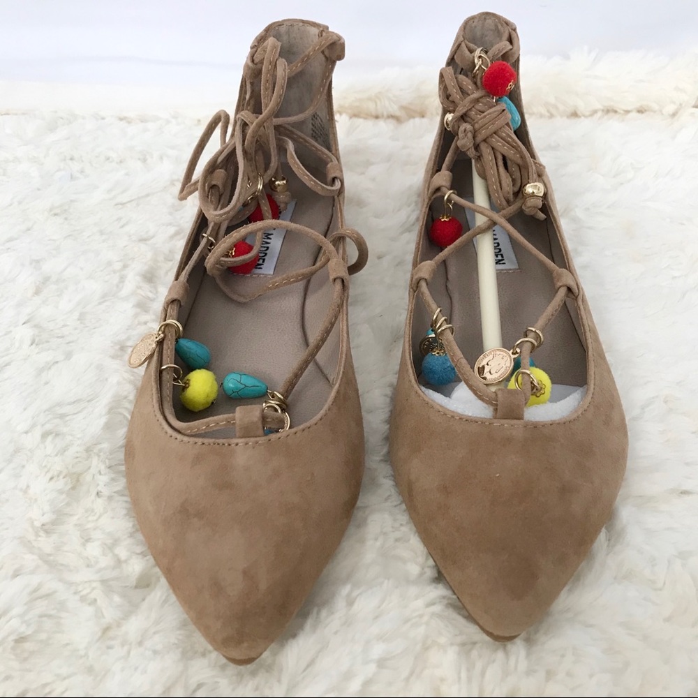 STEVE MADDEN ELEANR-C NATURAL MULTI FLATS 6